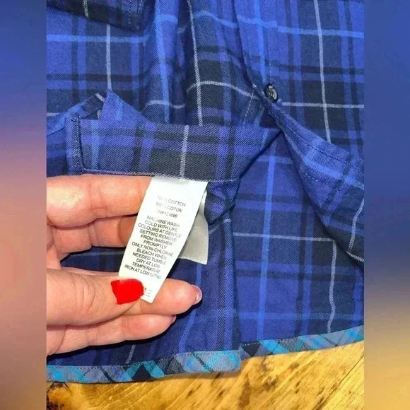 Michael Bastian plaid collarless long sleeve button down EUC - Picture 3 of 10